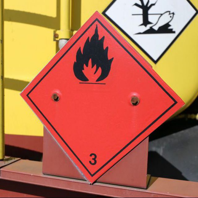 67189227 - hazardous goods plate on a truck